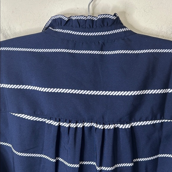 VINEYARD VINES Blue Striped Long Sleeve Ruffle Top Size Medium - Picture 10 of 14